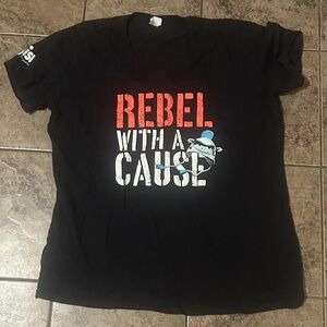 Rebel with a cause V-Neck T-Shirt. Black. XXL